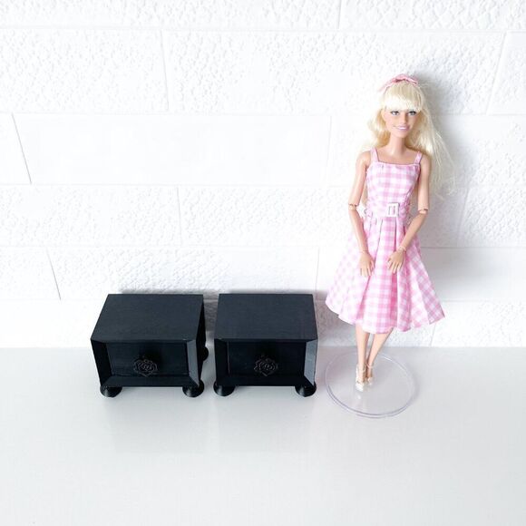 Miniature Barbie Nightstands (Set of 2) Black Dollhouse Furniture - Picture 6 of 6
